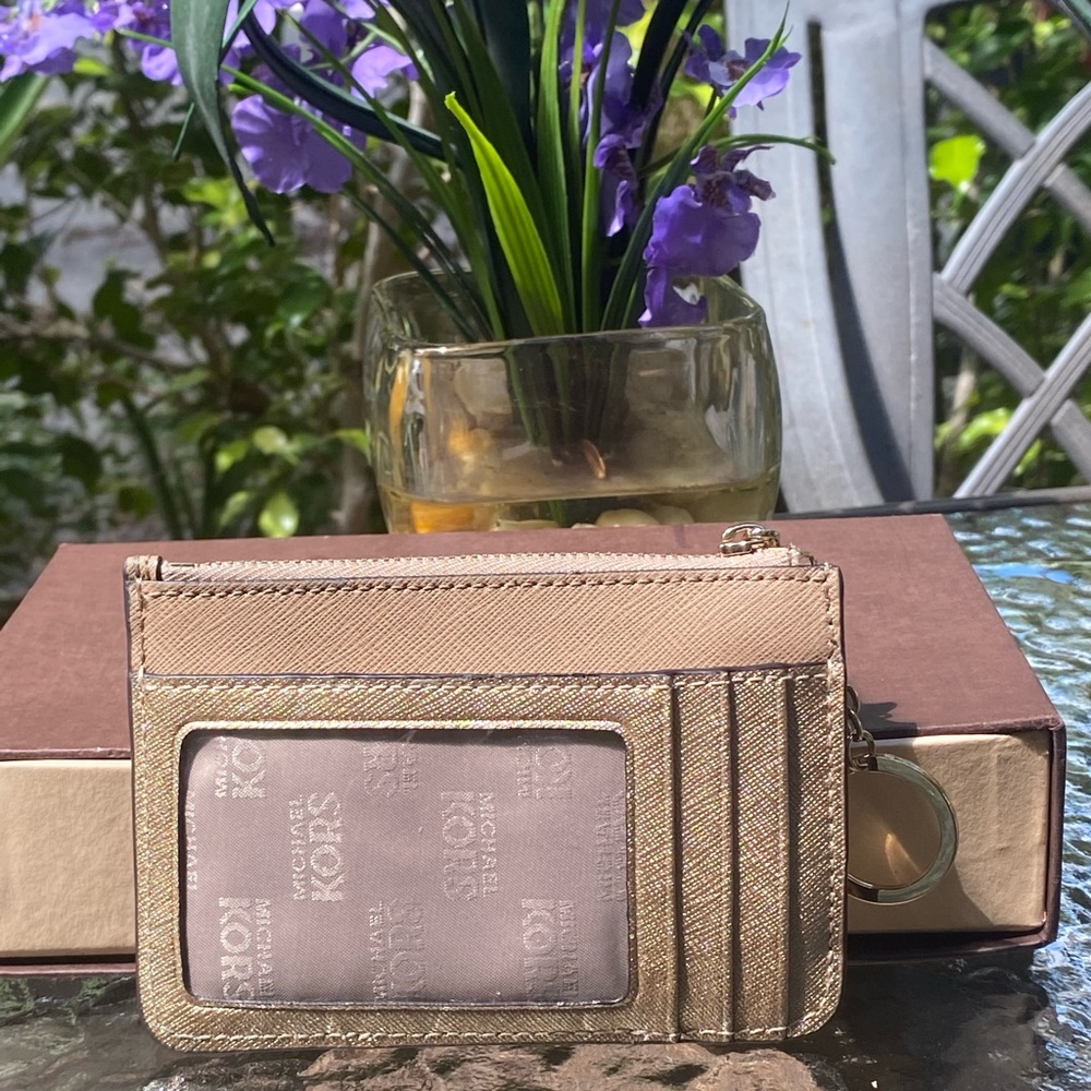 Michael Kors Gold & Tan KeyPouch Cardholder Wallet - Picture 15 of 16